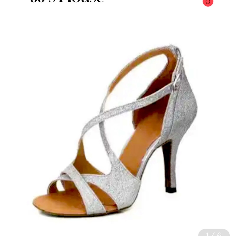 Silver heeled dance shoes
